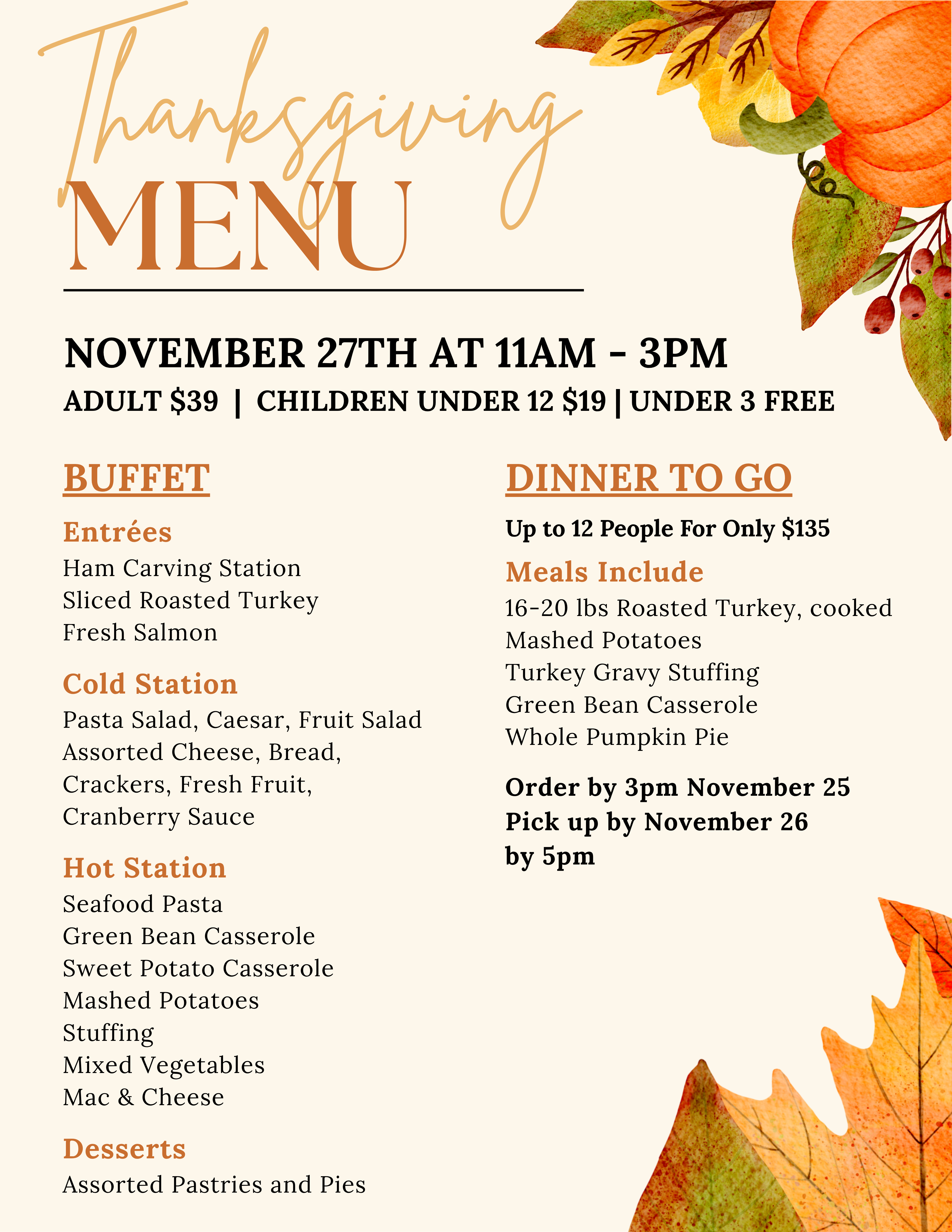 Thanksgiving Menu 2025 2